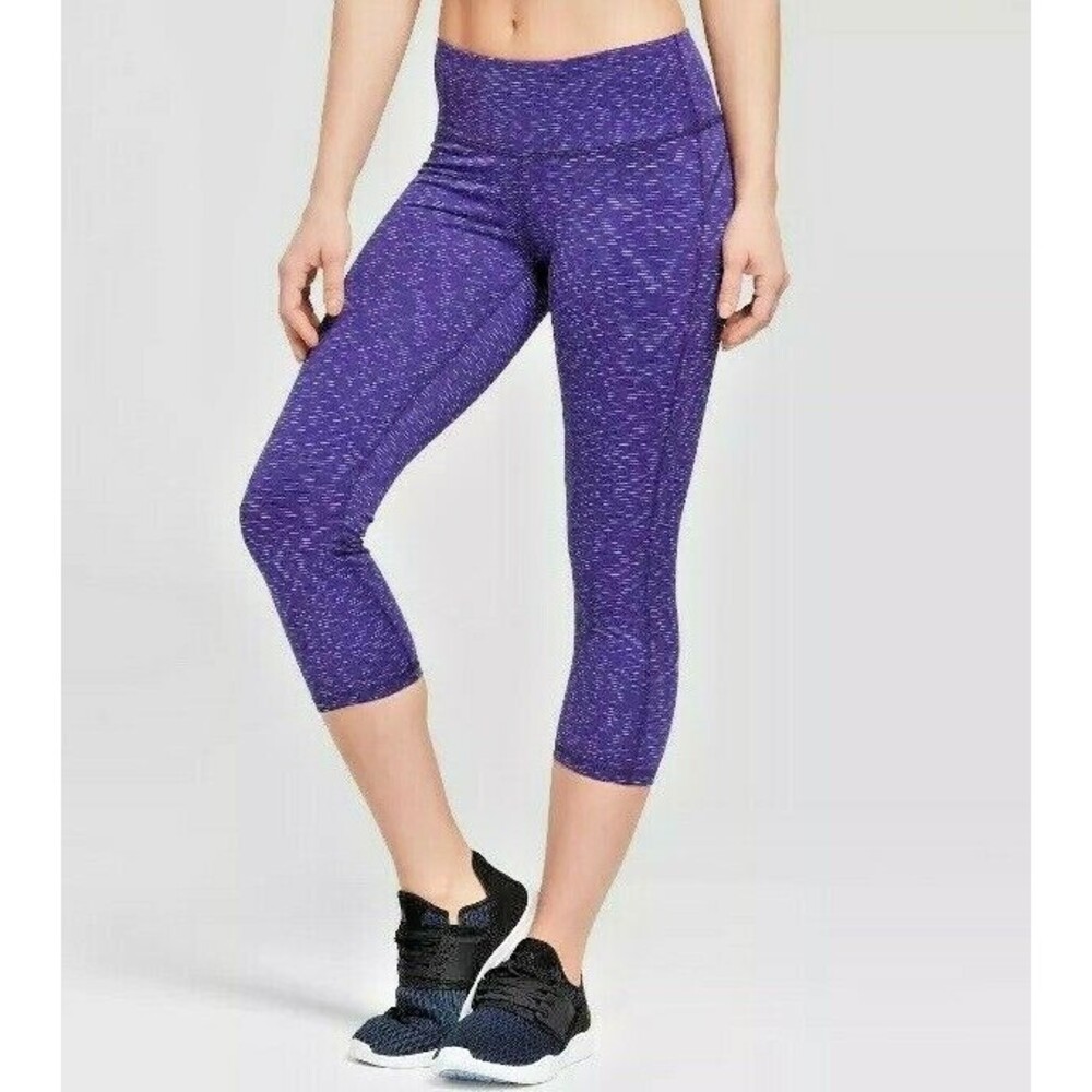 NWT Women's C9 Champion Freedom Everyday Mid-Rise Capri Leggings Purple LSU XS